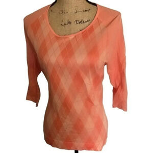 Turnberry Scotland Ladies Coral Plaid‎ Golf Shirt